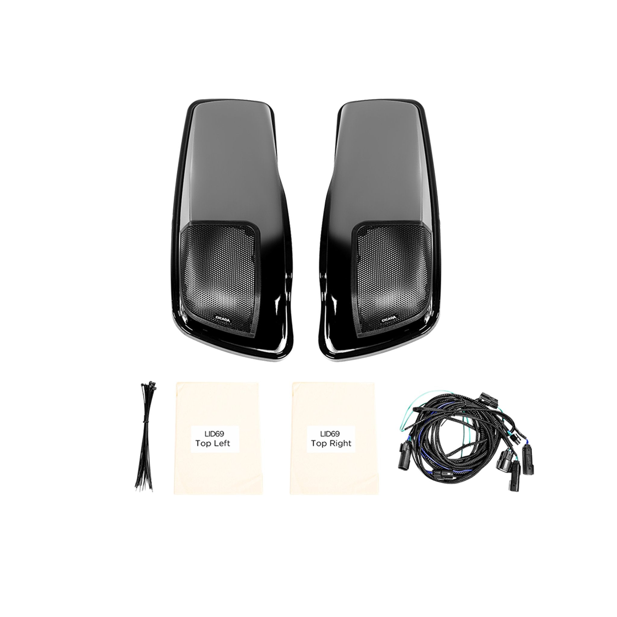 Cicada Audio 14HDLID69 - H-D® 2014-2023 6x9-inch Assembled Lid Kit, painted VIVID BLACK Color - PR