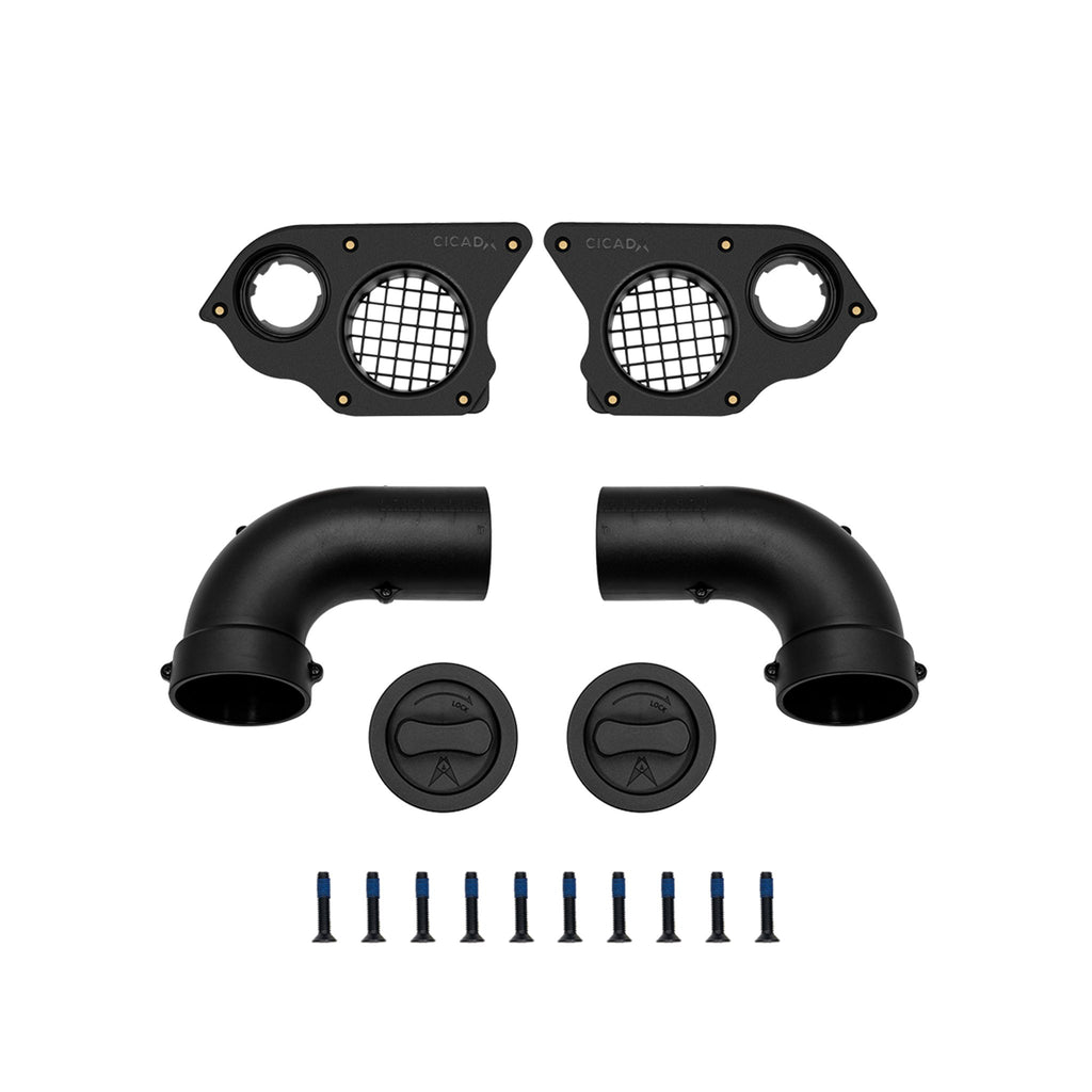 Cicada Audio 24HDPORT3 - H-D® 2024+ 3-inch right angle port w/pass thru plugs - Pair