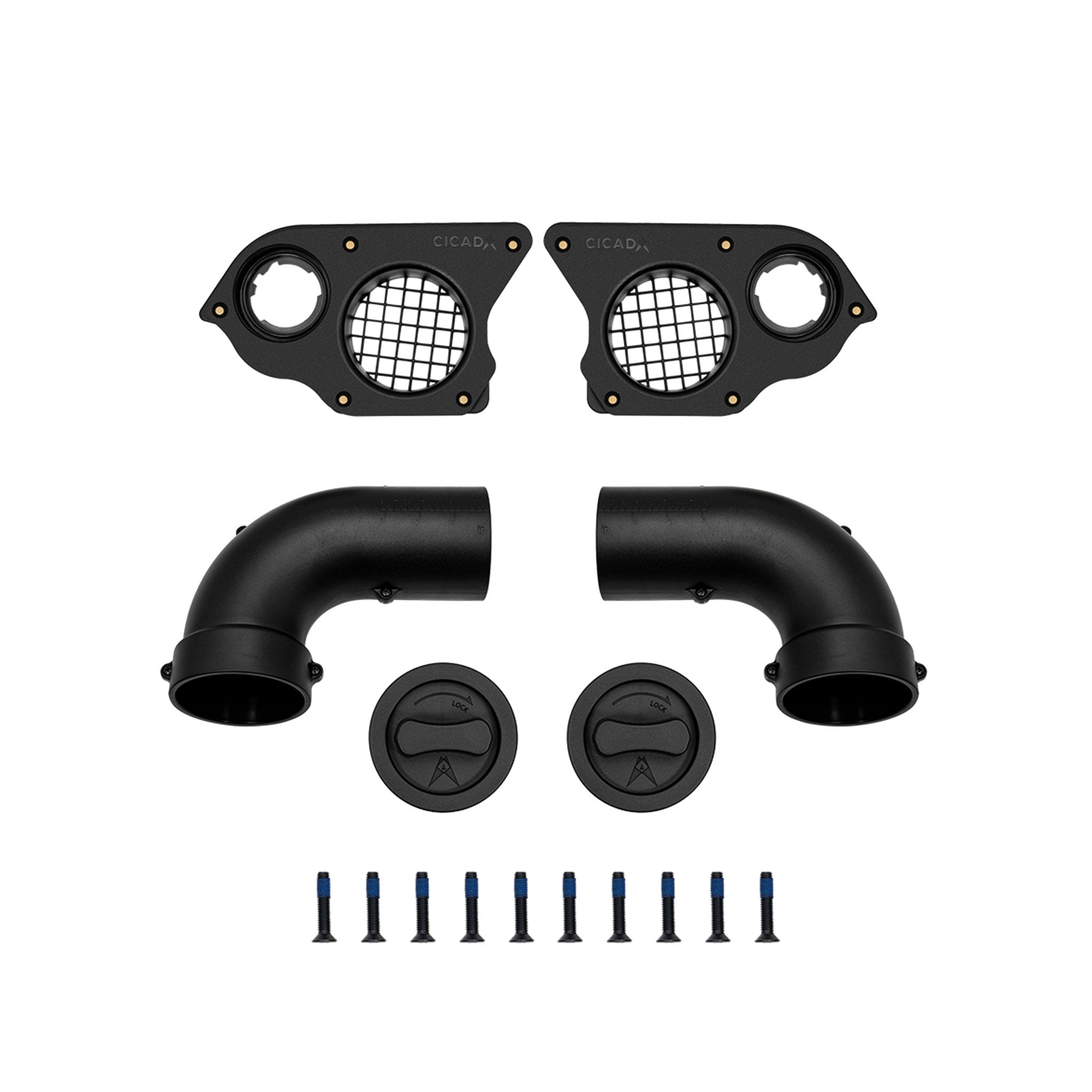 Cicada Audio 24HDPORT3 - H-D® 2024+ 3-inch right angle port w/pass thru plugs - Pair