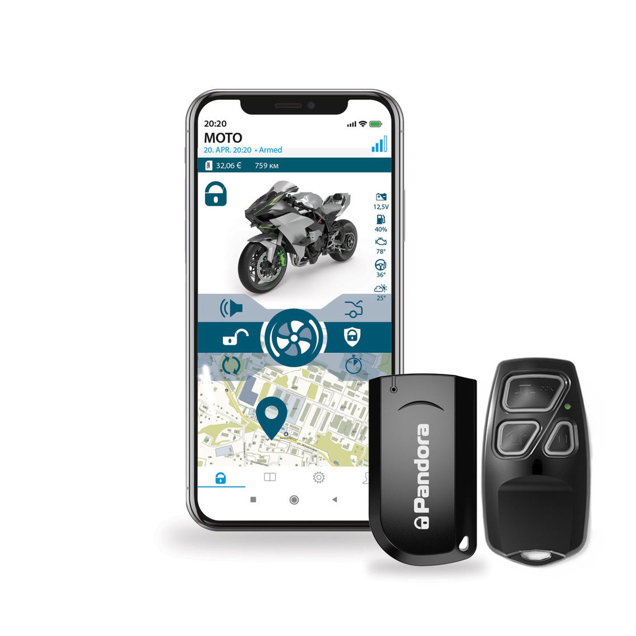 Pandora Moto EVO – App mit GPS-Ortung